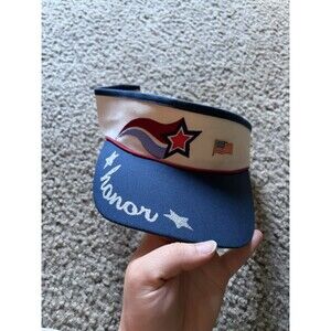 VTG Visor Hat 100% Cotton Red White & Blue  Patriotic 90s